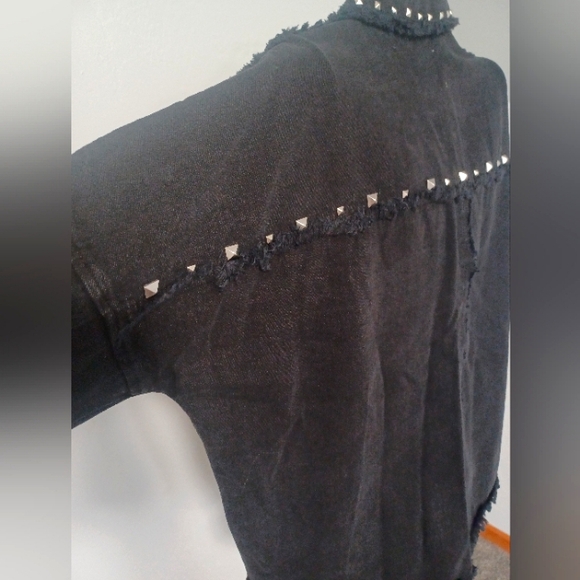 Zara Black Jean Jacket with Studded Details - Picture 11 of 12